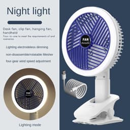 image-Desktop Electric Fan Clip Fan Rechargeable Office Student Dormitory With Desk Lamp Fan Wall Hanging Small Mute Fan