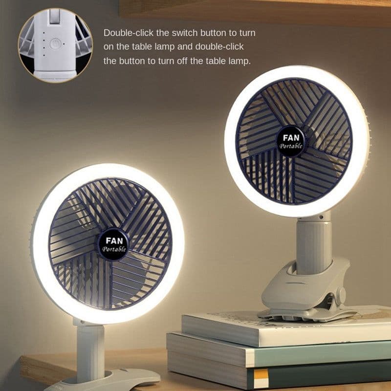 image-Desktop Electric Fan Clip Fan Rechargeable Office Student Dormitory With Desk Lamp Fan Wall Hanging Small Mute Fan