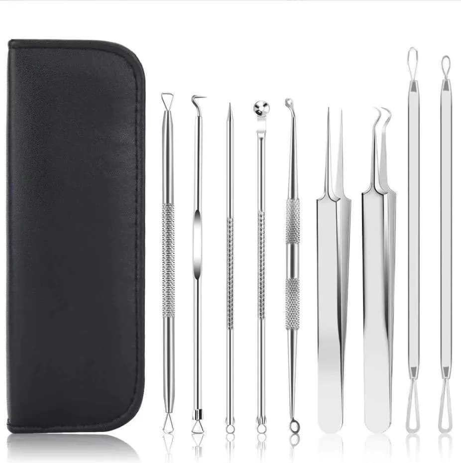 image-Blackhead Remover Blackhead Removal Suit Pimple Pin 9-piece Set