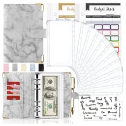 image-Spot Cross-border A6 Loose-leaf Binder Journal Book Marbling Notebook Leather PU6 Hole Loose Spiral Notebook Cash Budget