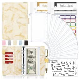 image-Spot Cross-border A6 Loose-leaf Binder Journal Book Marbling Notebook Leather PU6 Hole Loose Spiral Notebook Cash Budget