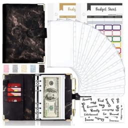 image-Spot Cross-border A6 Loose-leaf Binder Journal Book Marbling Notebook Leather PU6 Hole Loose Spiral Notebook Cash Budget