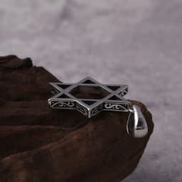 image-S925 Sterling Silver Six-Pointed Star Necklace