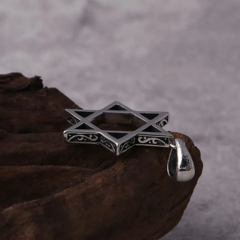 image-S925 Sterling Silver Six-Pointed Star Necklace