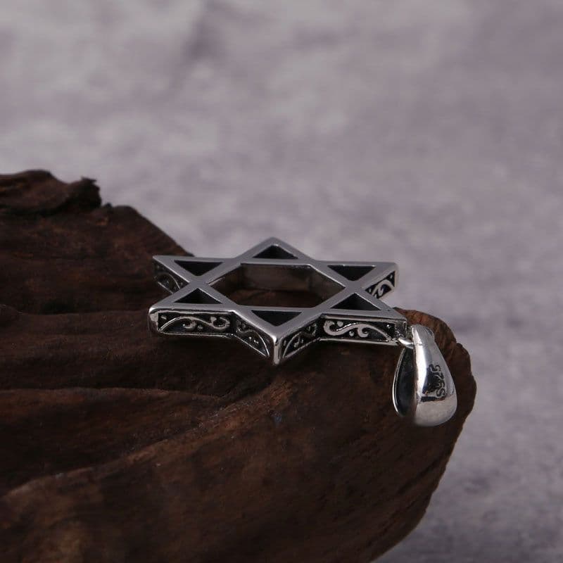 image-Sterling Silver Six-Pointed Star Necklace 925 Silver Unisex