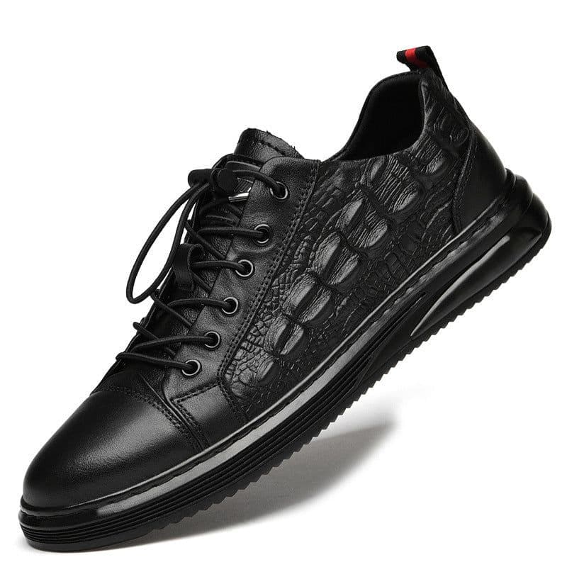 image-Men's Casual Shoes With Thick Sole Leather Reinforced By Sewing Thread