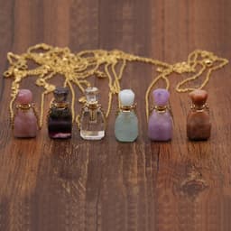 image-Exquisite Natural Stone Necklace Perfume Bottle Pendant