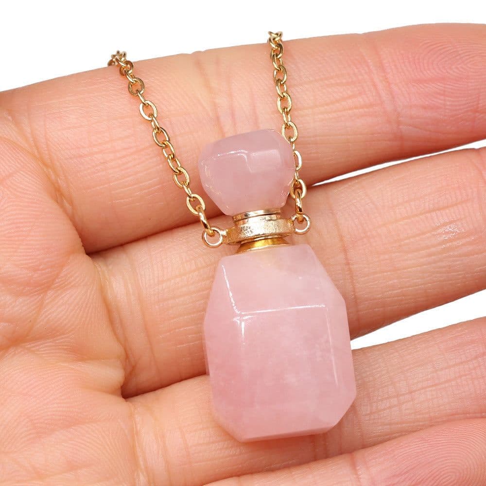 image-Exquisite Natural Stone Necklace Perfume Bottle Pendant