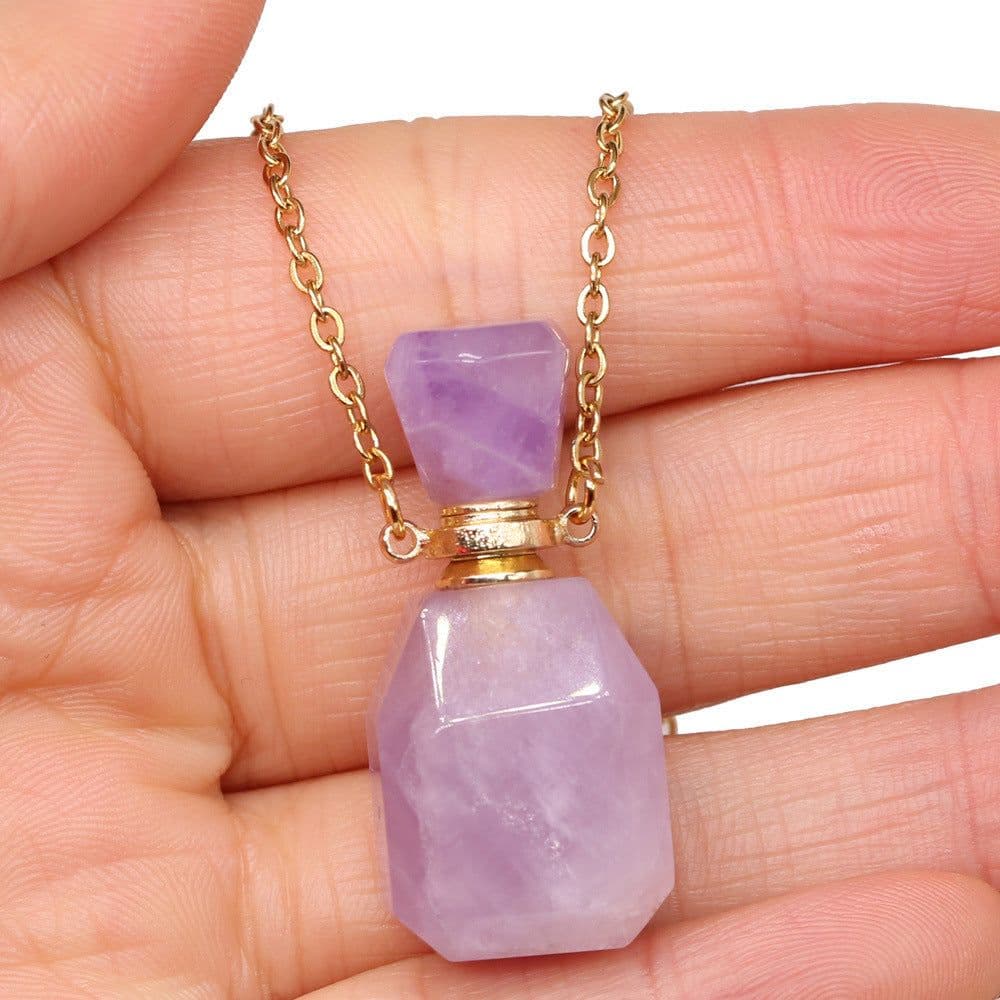 image-Exquisite Natural Stone Necklace Perfume Bottle Pendant