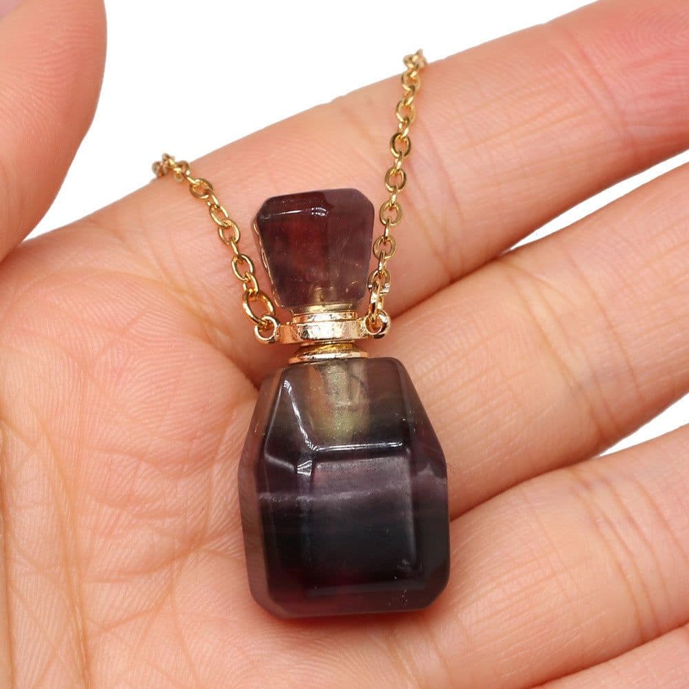 image-Exquisite Natural Stone Necklace Perfume Bottle Pendant