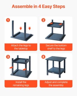 image-VEVOR Table d'Appoint Extérieur Jardin, 2 Niveaux, 45 x 38 x 44 cm, en PEHD, Entretien Facile, Résiste aux Intempéries, pour Terrasse, Bord de Piscine, Plage, Porche, Patio, Balcon, Intérieur, Bleu