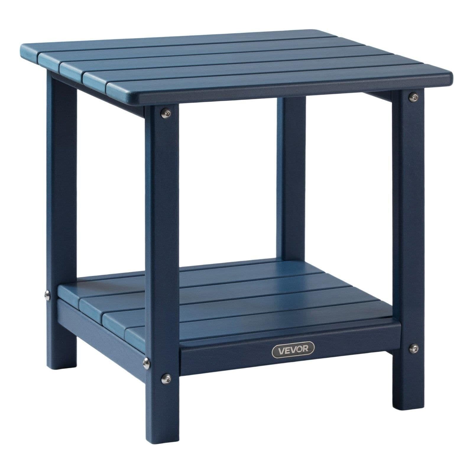 image-VEVOR Table d'Appoint Extérieur Jardin, 2 Niveaux, 45 x 38 x 44 cm, en PEHD, Entretien Facile, Résiste aux Intempéries, pour Terrasse, Bord de Piscine, Plage, Porche, Patio, Balcon, Intérieur, Bleu
