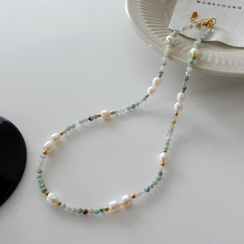 image-Natural Stone Pearl Necklace French Style