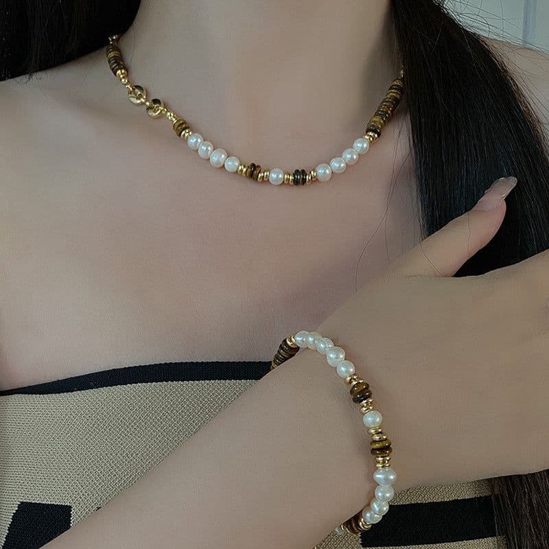 image-Natural Stone Pearl Necklace French Style