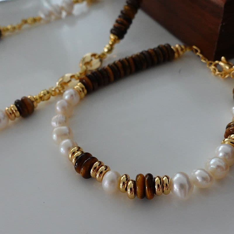 image-Natural Stone Pearl Necklace French Style