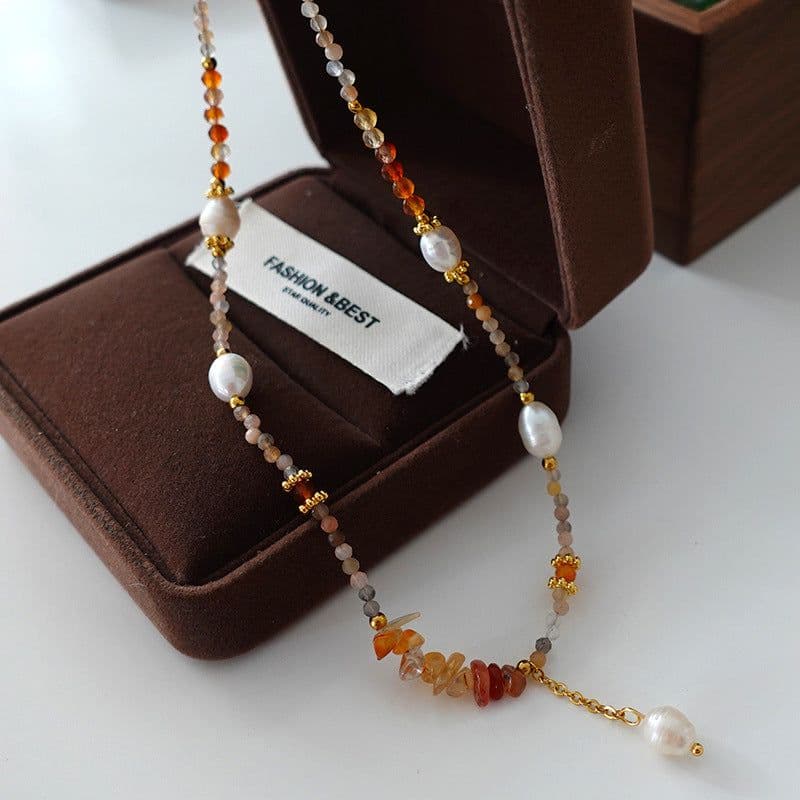 image-Natural Stone Pearl Necklace French Style
