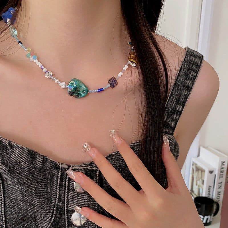 image-Natural Stone Pearl Necklace French Style