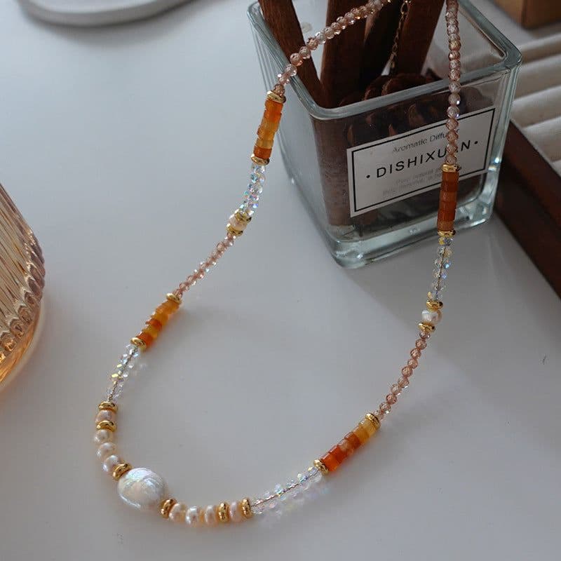 image-Natural Stone Pearl Necklace French Style