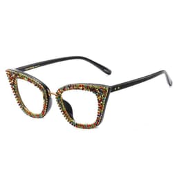 image-A97093 New Fashion Cat Eye Anti Blue Light Glasses Full Rim Frame Optical Glasses Trendy Spot Drill Plain Glasses Women