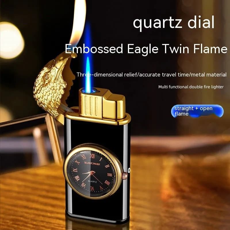 image-Eagle Head With Watch Plate Double Fire Gas Lighters