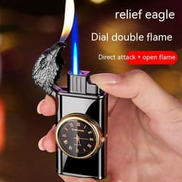 image-Eagle Head With Watch Plate Double Fire Gas Lighters