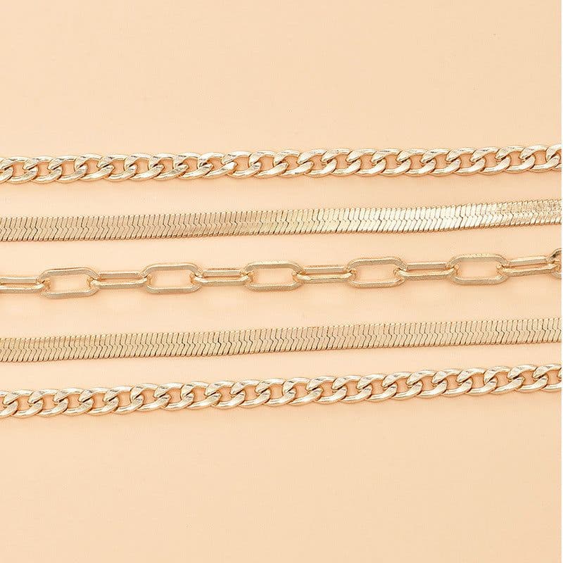 image-Europe And America Cross Border New Anklet Women's Fashion Multi-layer Metal Chain Anklet Set Combination Anklet
