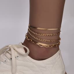 image-Europe And America Cross Border New Anklet Women's Fashion Multi-layer Metal Chain Anklet Set Combination Anklet