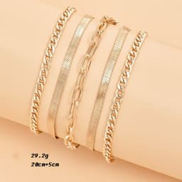 image-Europe And America Cross Border New Anklet Women's Fashion Multi-layer Metal Chain Anklet Set Combination Anklet