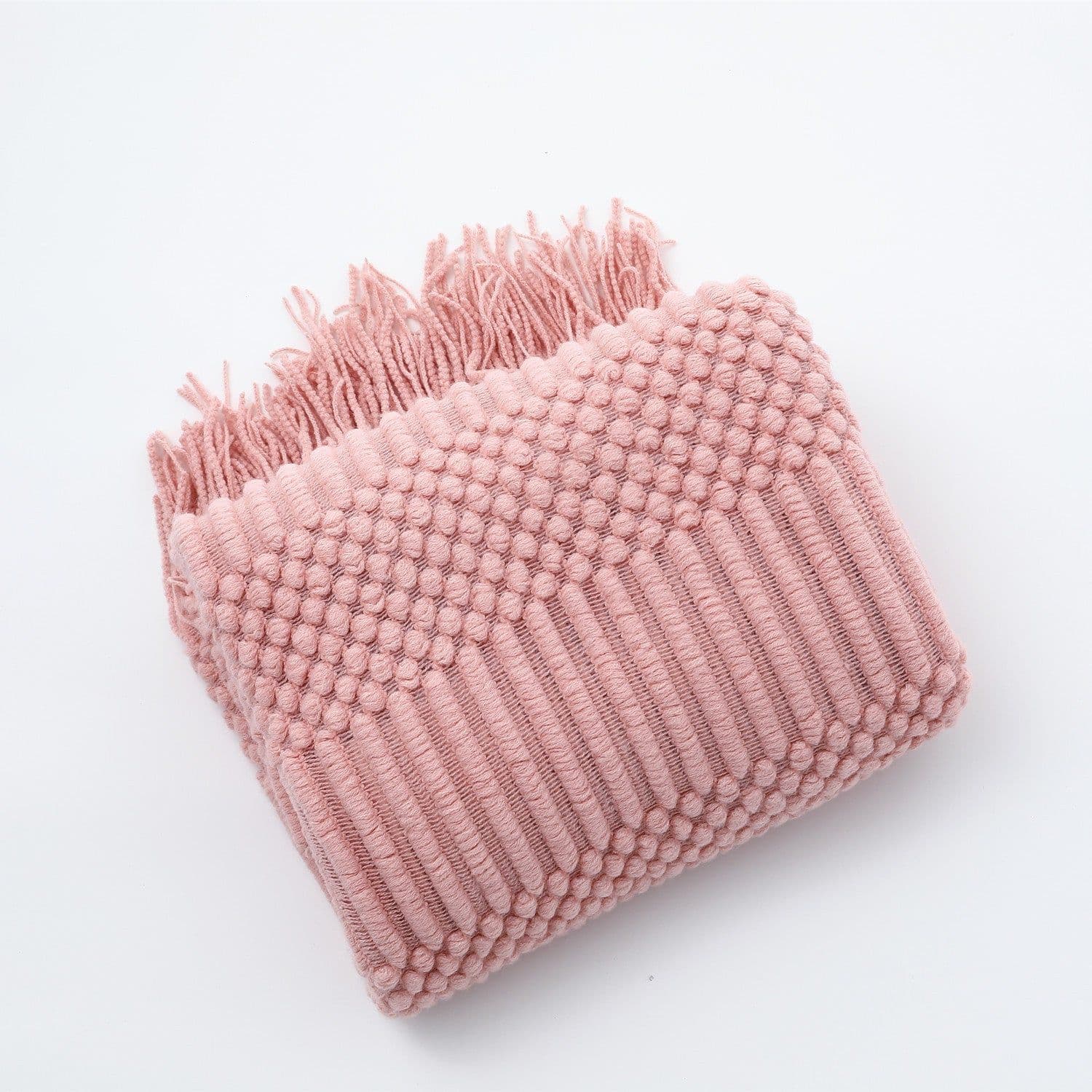 image-Nordic Sofa Blanket Hotel Bed Throw Bed Runner Tassel Shawl Blanket Bed Tail Cloth Cover Blanket B & B Bed Towel Knitted Blanket