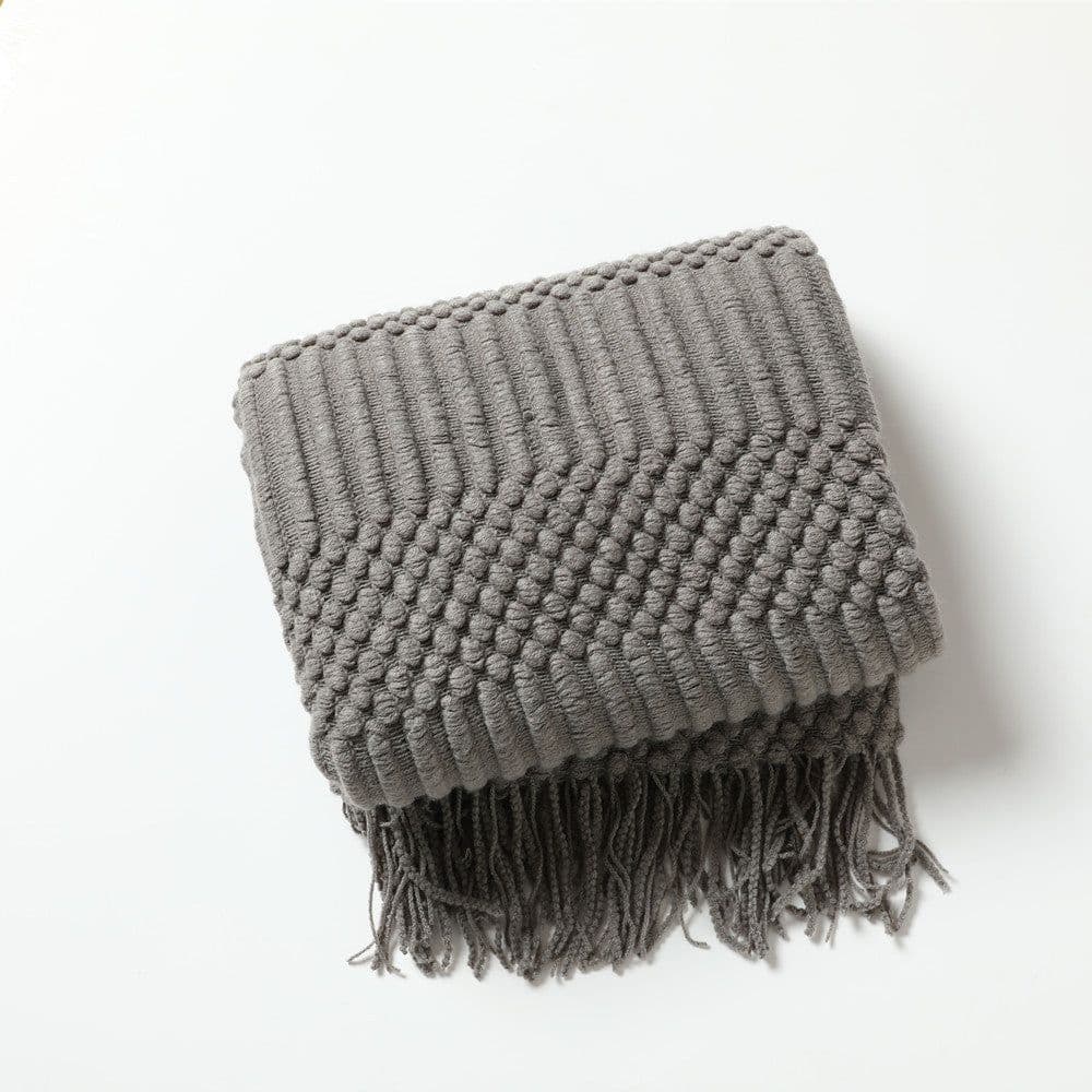 image-Nordic Sofa Blanket Hotel Bed Throw Bed Runner Tassel Shawl Blanket Bed Tail Cloth Cover Blanket B & B Bed Towel Knitted Blanket