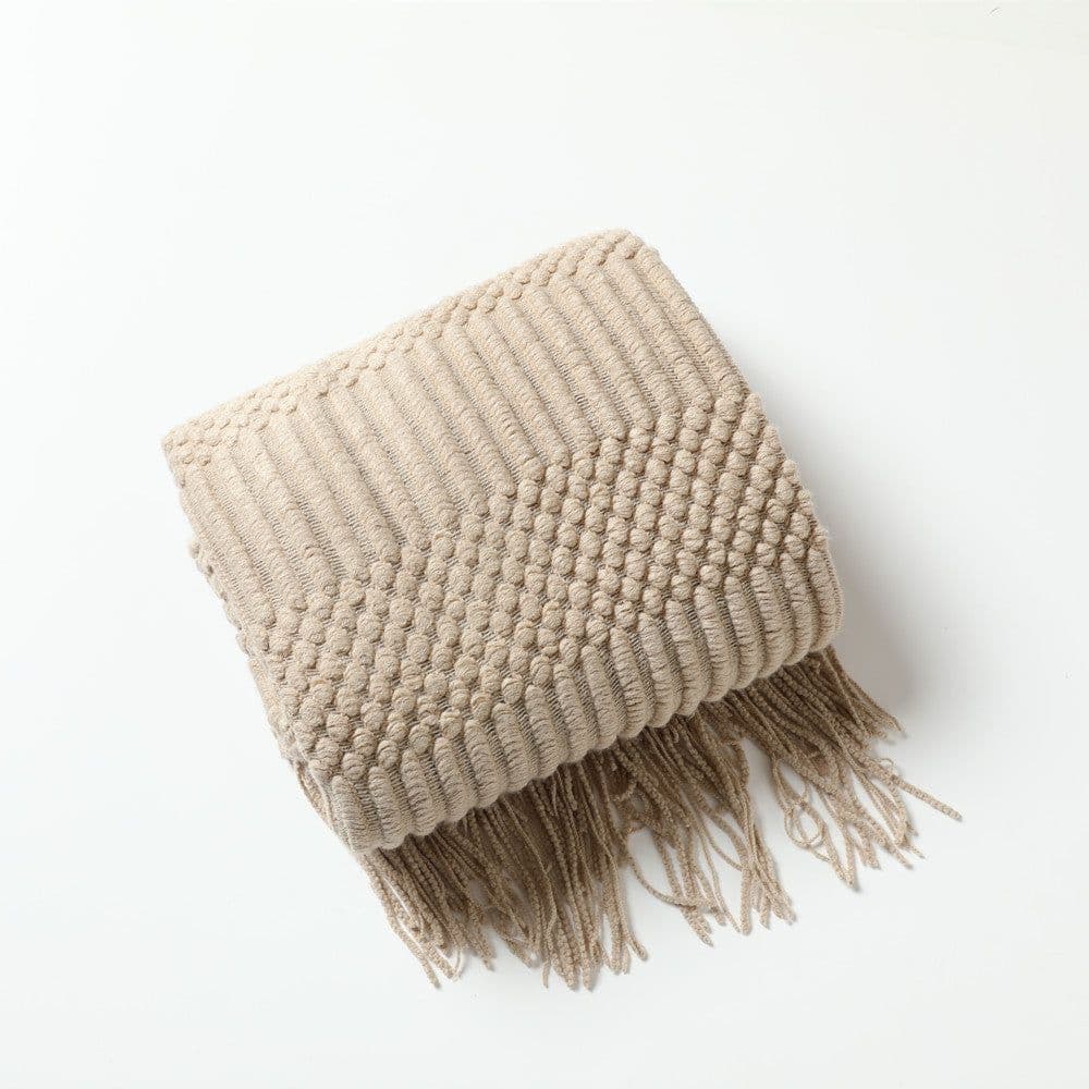 image-Nordic Sofa Blanket Hotel Bed Throw Bed Runner Tassel Shawl Blanket Bed Tail Cloth Cover Blanket B & B Bed Towel Knitted Blanket