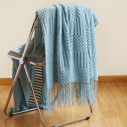 image-Nordic Sofa Blanket Hotel Bed Throw Bed Runner Tassel Shawl Blanket Bed Tail Cloth Cover Blanket B & B Bed Towel Knitted Blanket