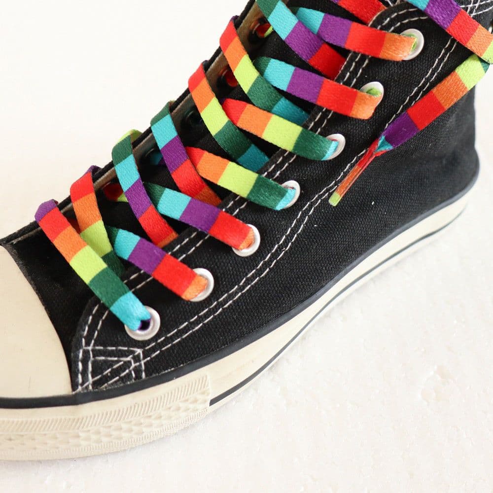 image-Rainbow Oblate Shoelace Unisex Shoes Rope Color Printing Gradient Personality Stripe Trendy Pride Sports