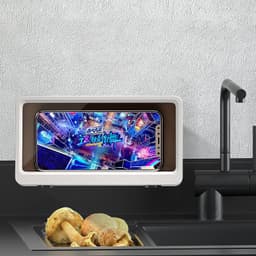 image-Punch-free Wall-mounted Kitchen Bathroom Sealed Waterproof Mobile Phone Stand