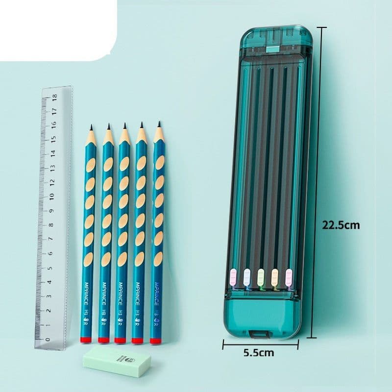 image-Ruler Pencil Eraser 4-Piece Stationery Box School Supplies