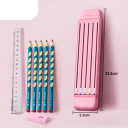 image-Ruler Pencil Eraser 4-Piece Stationery Box School Supplies