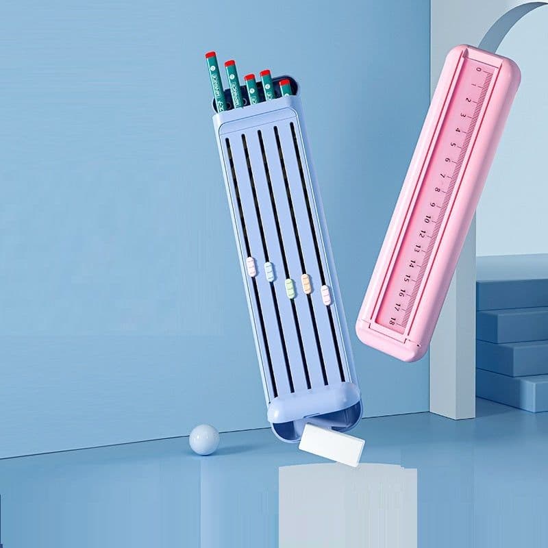 image-Ruler Pencil Eraser 4-Piece Stationery Box School Supplies