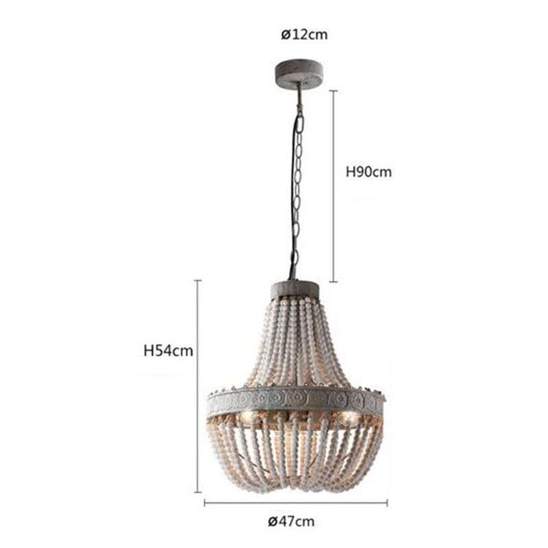 image-Wooden Bead Chandelier Personality Distressed Accessories Lamps Living Room Study Lighting