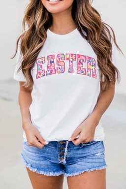 image-White Leopard Easter Letter Graphic Tee