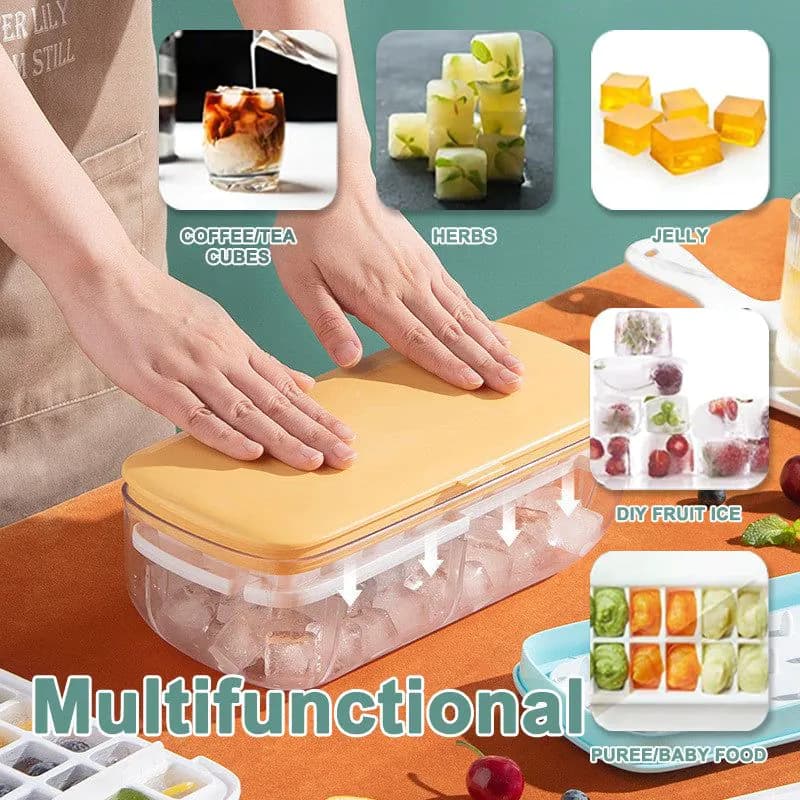 image-Ice Cube Tray With Storage Box Quick Demould Ice Cube Moulds Lazy Ice Maker For Cocktail Whiskey Bar Kithcen Tools Accessories