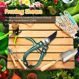 image-Multifunctional Garden Scissors Pruning Shears Manual With Safety Buckle Stainless Steel Spring Gardening Pruning Shear Branch Plant Cutter