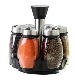 image-7pcs/set Condiment Set Pepper and Salt Cruet glass Kitchen Spice Rack Set,6pcs Jars + 1pc Rack,cooking tools high quality.