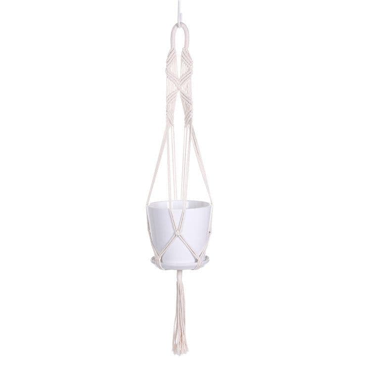 image-Gardening Hand-Woven Flower Pot Net Bag Cotton Rope Tassel Hanging Basket Net Bag