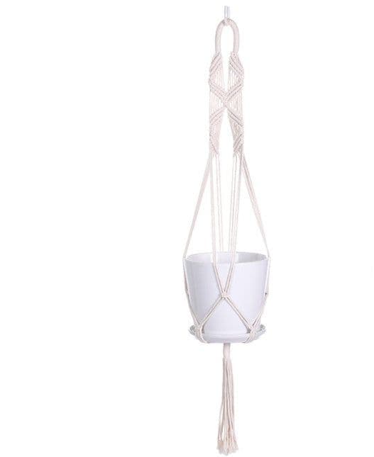image-Gardening Hand-Woven Flower Pot Net Bag Cotton Rope Tassel Hanging Basket Net Bag