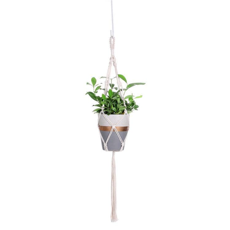 image-Gardening Hand-Woven Flower Pot Net Bag Cotton Rope Tassel Hanging Basket Net Bag