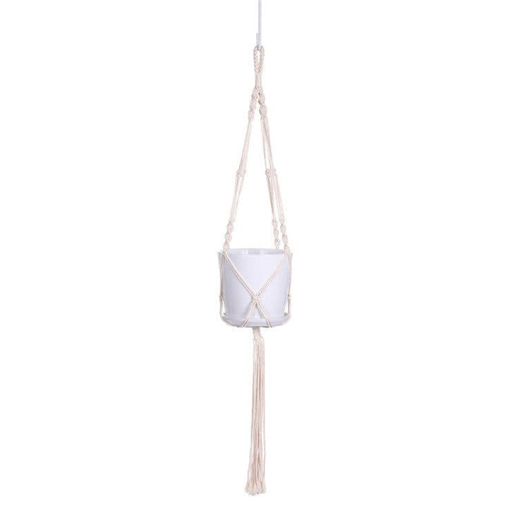image-Gardening Hand-Woven Flower Pot Net Bag Cotton Rope Tassel Hanging Basket Net Bag