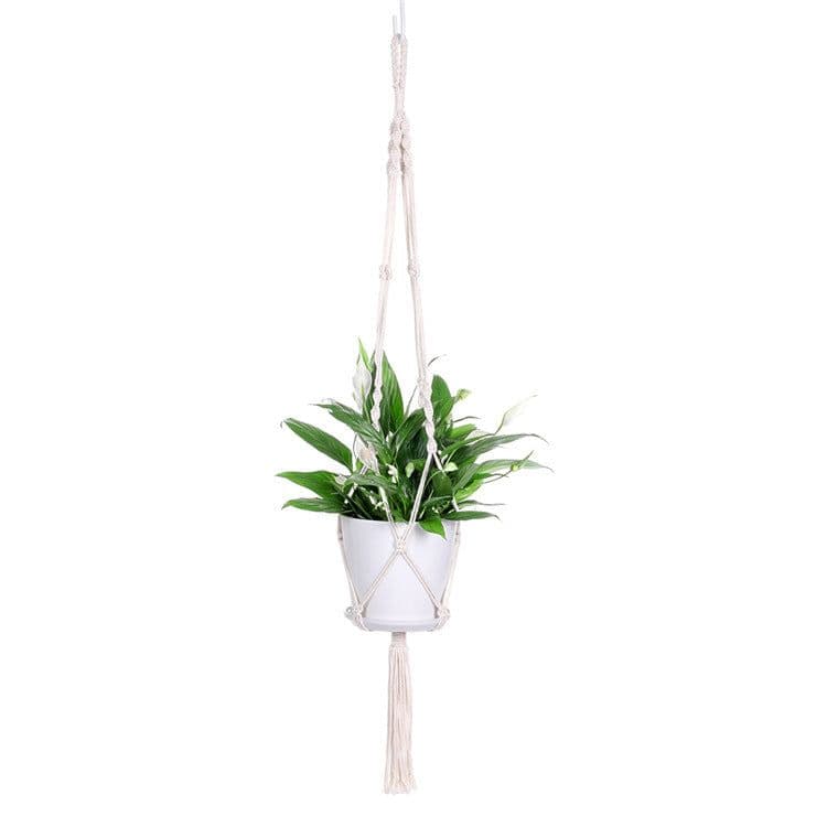 image-Gardening Hand-Woven Flower Pot Net Bag Cotton Rope Tassel Hanging Basket Net Bag