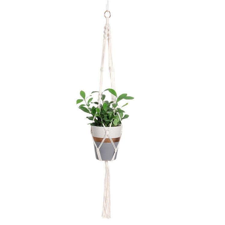 image-Gardening Hand-Woven Flower Pot Net Bag Cotton Rope Tassel Hanging Basket Net Bag