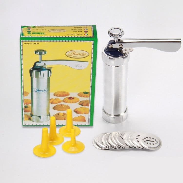 image-Aluminium Alloy Hand-pressed Biscuit Maker Cookie Mold With 20 Slices Of Flower Love Full House Baking Tools