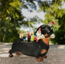 image-New Resin Garden Decoration Gardening Sausage Dog Eating Bones Statue Micro Landscape Crafts
